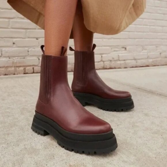 Loeffler Randall Toni Lug Sole Platform Boots Espresso Brown 8.5 - Picture 1 of 10